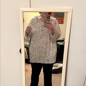 Croft & Barrow Floral Blouse - White and Blue